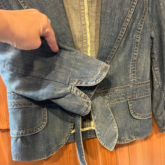Banana Republic Blue Jean Jacket with Tie Front - Picture 2 of 7